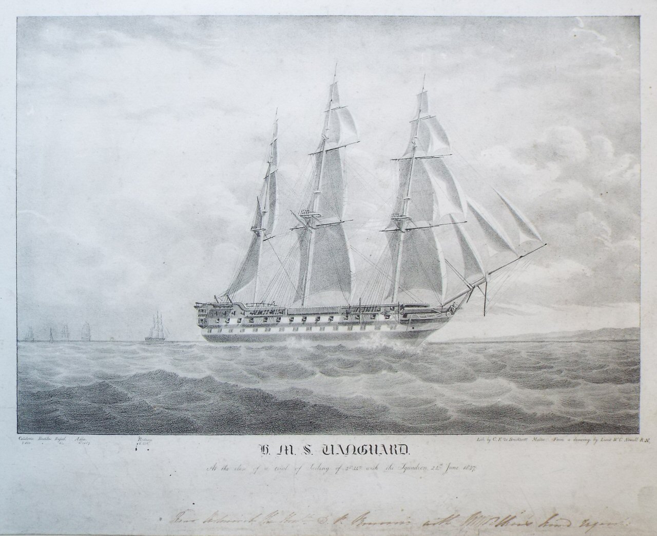 Lithograph - H.M.S. Vanguard